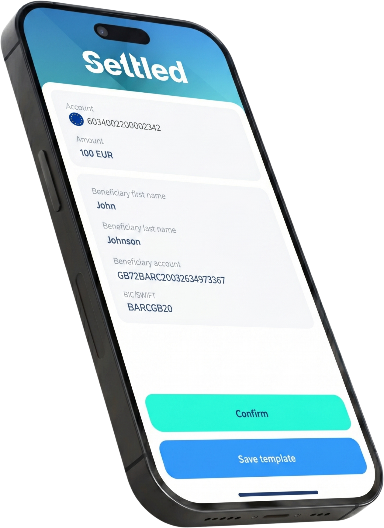 Confirm a payment in the Settled app